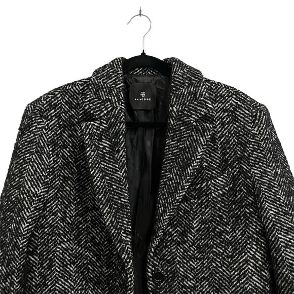 NEW Anine Bing Quinn Coat Black & White Tweed - Picture 6 of 10